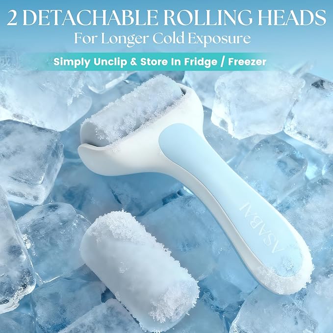 Ice Roller for Face, Premium Facial Ice Roller and 2X Rollers for Long Lasting Cold - Eye Roller for Puffy Eyes & Cold Massage for Migraines (Blue)