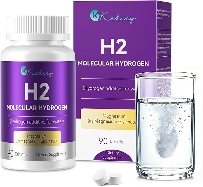 Hydrogen Water Tablets, 8 PPM Hydrogen Tablets for Drinking Water with Magnesium Glycinate Base, H2 Molecular Hydrogen Rich in Antioxidants, Cognitive & Athletic Performance, Energy (90 Counts)
