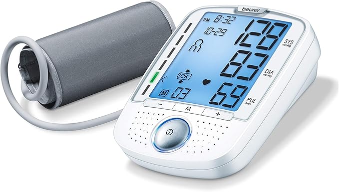 Beurer BM50 Talking Upper Arm Blood Pressure Monitor - Accurate, Digital Machine with Automatic Cuff for Home Use, Arrhythmia Detection, Batteries and Carrying Case Included