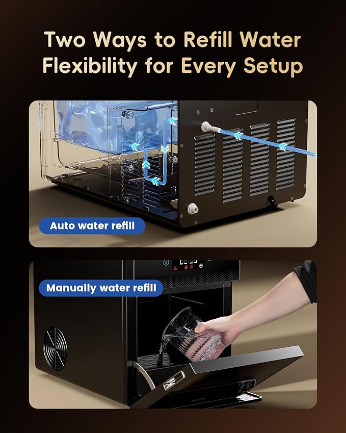 ecozy 2" Clear Ice Ball Maker with CrystalFlux Technology, 4 pcs in 40 Mins, 144 pcs/Day, Sphere Ice Maker with Enhanced Insulation, Self-Cleaning, Automatic Water Supply for Whiskey