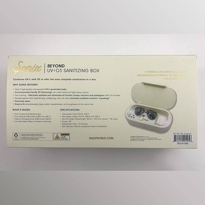 Sonix Beyond UV+O3 Sanitizer Box and Universal Charger UV and Ozone Disinfector for Phone, Mask, Makeup Brush, Nail Tool (Black Croc)