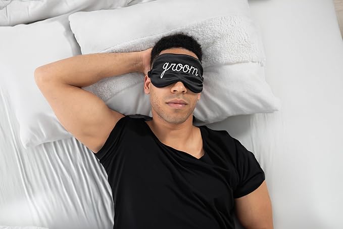 Funky Junque Adjustable Satin Sleep Mask - Groom (Black)