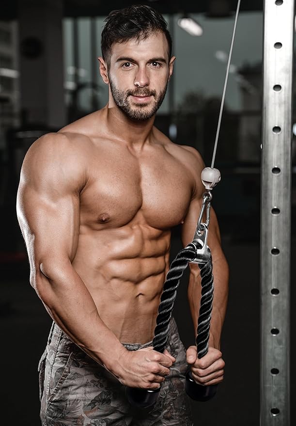 Deluxe Tricep Rope Pull Down Cable, 27 & 36 Inch Rope Length, Easy to Grip & Non-Slip Cable Attachment for Gym Workout Exercise