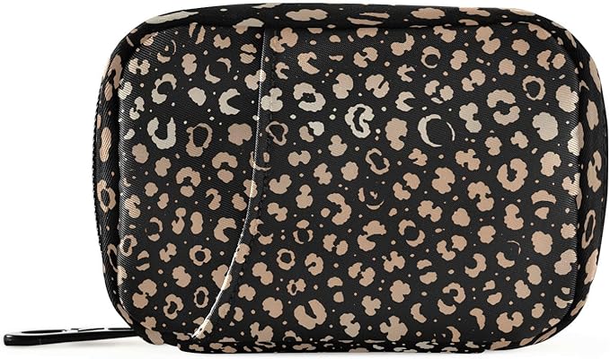 ALAZA Leopard Spot on Black Pill Case 7 Day Weekly Medicine Organizer Travel Portable Compact Pill Box Holding Vitamins Supplements Fish Oil