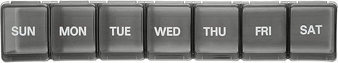 Weekly Pill Organizer Box, 7 Day Medication and Vitamin Holder Container - Large Black