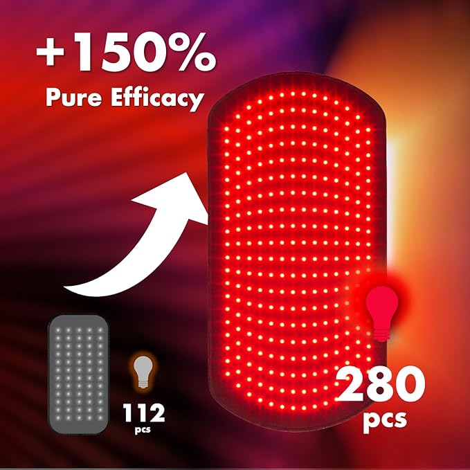 ALLOLO Red Light Therapy for Body, 27.6"*13.9" Large Infrared Light Therapy with Timer, 280pcs 3-in-1 LEDs 660nm&850nm Red Light Therapy Pad for Back Belly Knee Joint (with Storage Bag & Glasses)