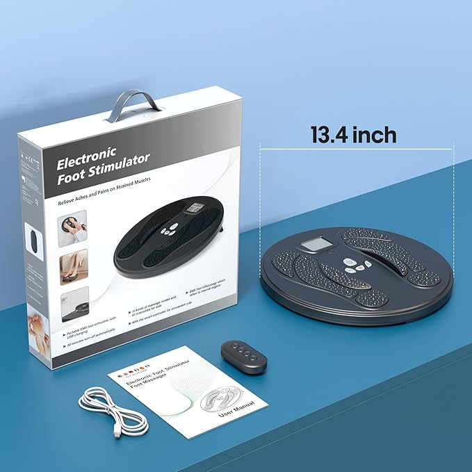 Y&LJ EMS Foot Massager for Neuropathy and Circulation, Rechargeable TENS Foot Stimulator with 10 Modes & 50 Intensities, Pain Relief Foot Massager for Plantar Fasciitis, Gift for Mom Dad