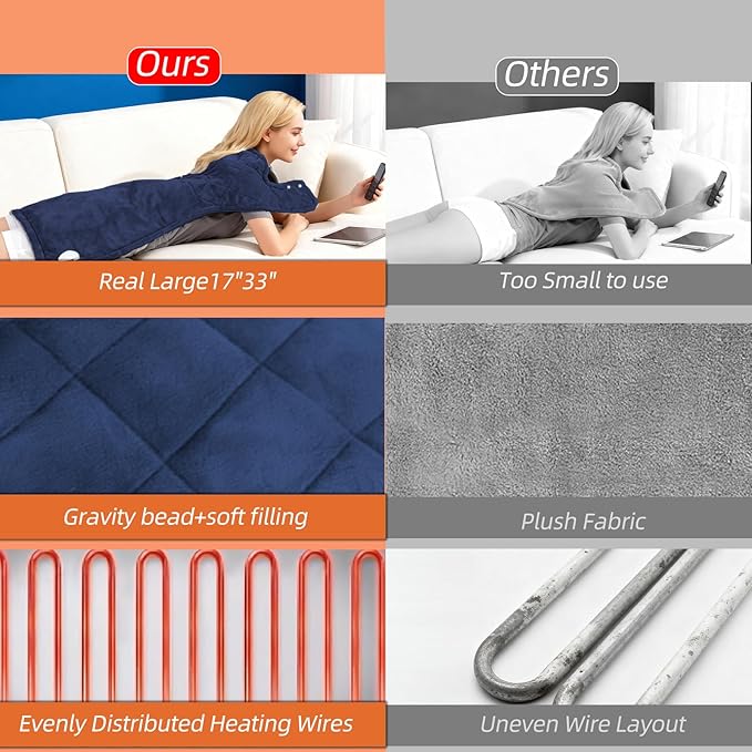 Heating Pad for Neck, Shoulders and Back, 24"x37" Large Weighted Electric Heated Pad with 9 Heat Settings & 4 Timer Options, Auto Shut-Off, Machine Washable Grandmother Birthday Christmas Women Gift