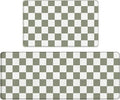 Bulijojo Buffalo Plaid Anti Fatigue Kitchen Floor Mats Set of 2 Waterproof Kitchen Sink Runner Rug Standing Mat Cushioned Kitchen Rugs Comfort Doormat 17"x47"+17"x30" Sage Green