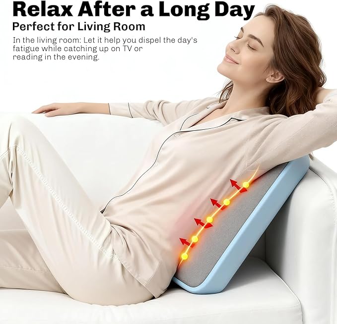 Solucky Back Massager for Pain Relief Deep Tissue, Back Massager with Heat, Deep Kneading Massage for Back, Adjustable Intensity & Dual Modes, Red Light Heating Therapy, 12V Corded for Home & Office
