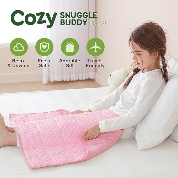 Sivio Weighted Lap Blanket, Minky Dots Weighted Blanket,Soft and Cozy Cooling Heavy Blanket, Calm and Nap, School and Home,2lbs 20 x 30inches, Pink