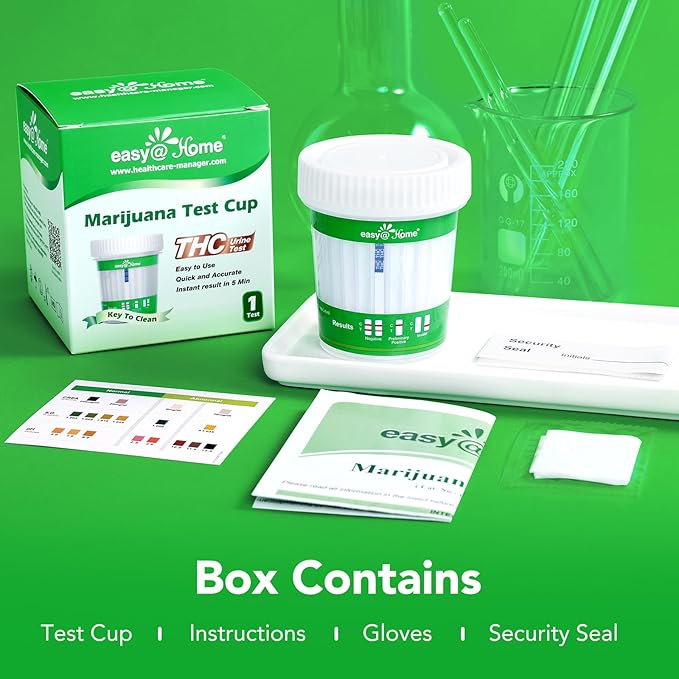 Easy@Home Marijuana Test Cup, THC Urine Drug Testing Kit, 5-Minute Results, Weed Cannabis Screening for Detox THC Flush, 1 Pack -#ECTH4-114A3