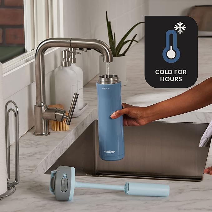 Contigo Wells Chill Stainless Steel Filter Water Bottle with AUTOSPOUT Straw Lid and Replacement Filter, 24 Oz. [color]