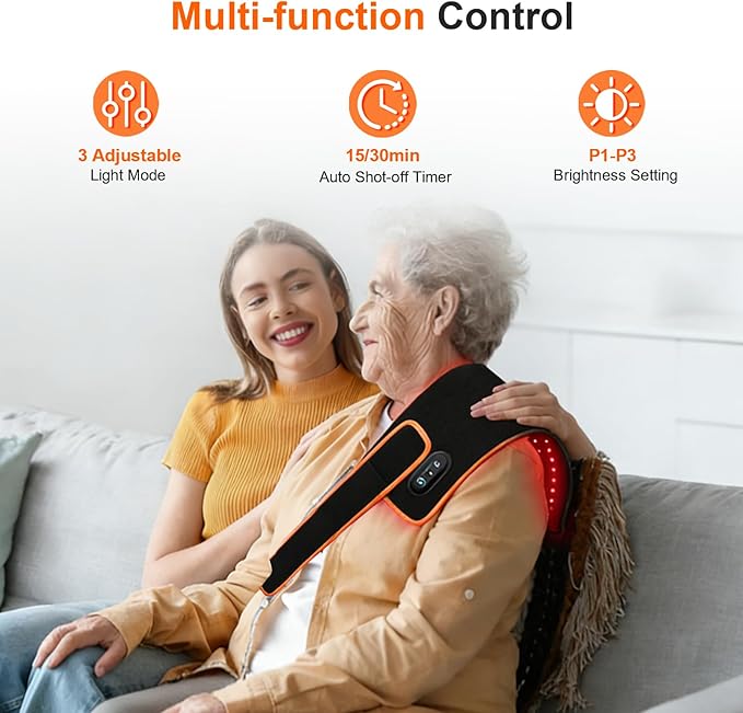 Rechargeable Red Light Therapy for Body, Therapy for Back Belt Knee, 660nm 850nm, Portable Infrared Heating Pads for Dogs, 4 Therapy Light Modes, Wireless Infrared Red Light for Pain NIR