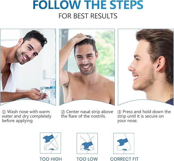 Invisible Clear Nasal Strips for Snoring, 60 Count Nose Strips for Breathing, Extra Strength Nasal Strips, Lift for Open Feeling During Sleep & Sports