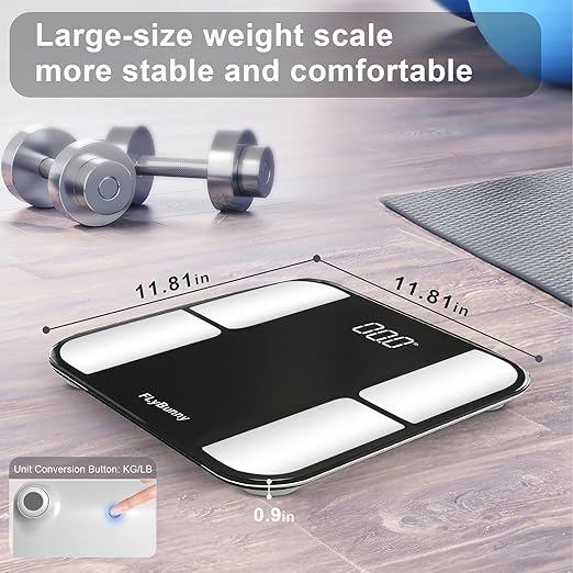 Scale for Body Weight Digital Smart Scale - Large Display Bathroom Scale with BMI, Body Fat, Muscle Mass, Accurate Bluetooth Scale for Home User Health Equipment Sync Apps
