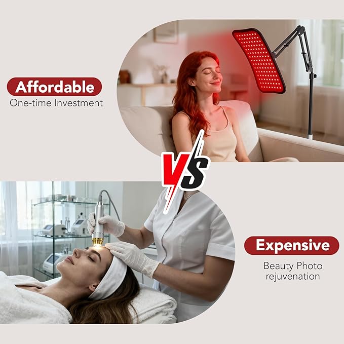 Red Light Therapy for Face and Body, 660nm Red + 850nm Near-Infrared LED Light Therapy Device with Adjustable Stand, Light Therapy for Face & Body at Home