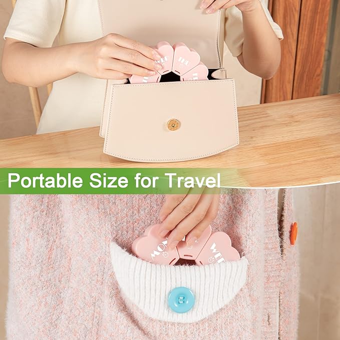 Upgrade Weekly Pill Organizer, Mooyue Travel Medicine Organizer Large Compartments Arthritis Friendly, Cute Pill Box 7 Day, Daily Pill Box Organizer for Vitamins, Fish Oils(Pink-White Letter)