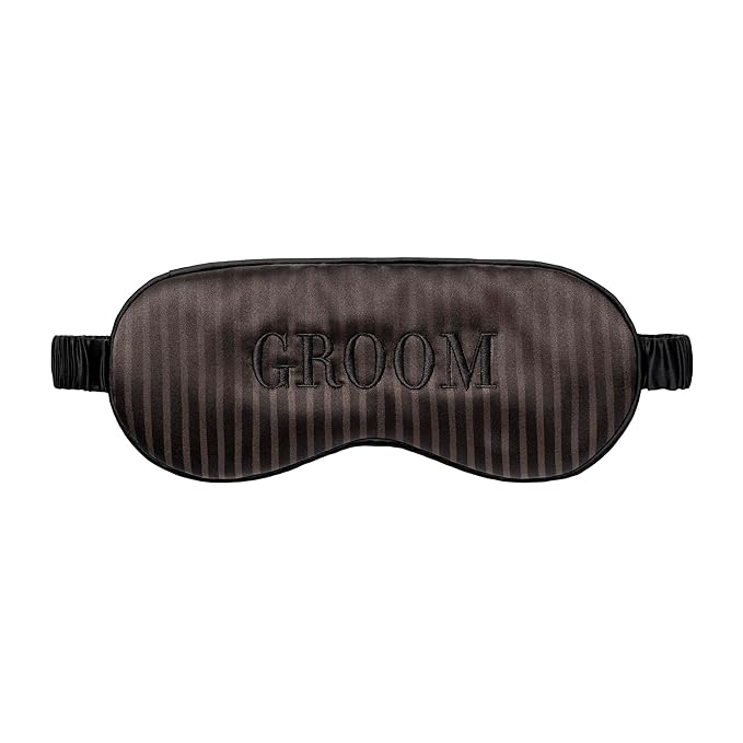 slip Sleep Mask - 100% Pure 22 Momme Mulberry Silk Eye Mask - Comfortable Sleeping Mask with Elastic Band + Pure Silk Filler and Internal Liner, Bridal Collection: Groom