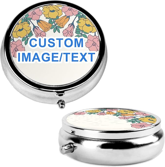 LAIFU Custom Pill Box Organizer Travel Personalized Metal Pill case with with Mirror