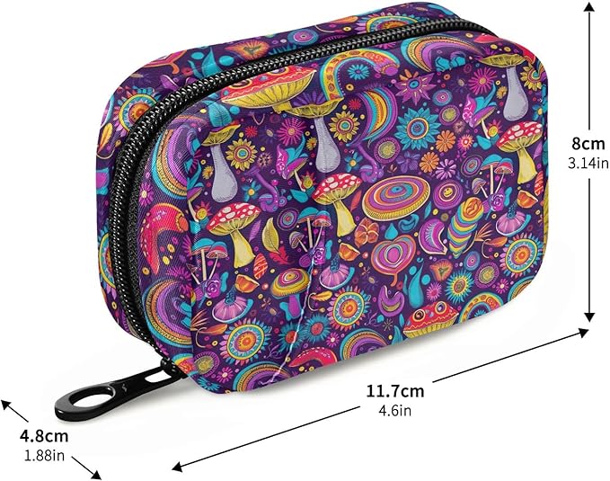 Travel Pill Organizer Bag Colorful Paisley Flowers 7 Day Pill Case Small Weekly Compact Pill Organizer with Zipper
