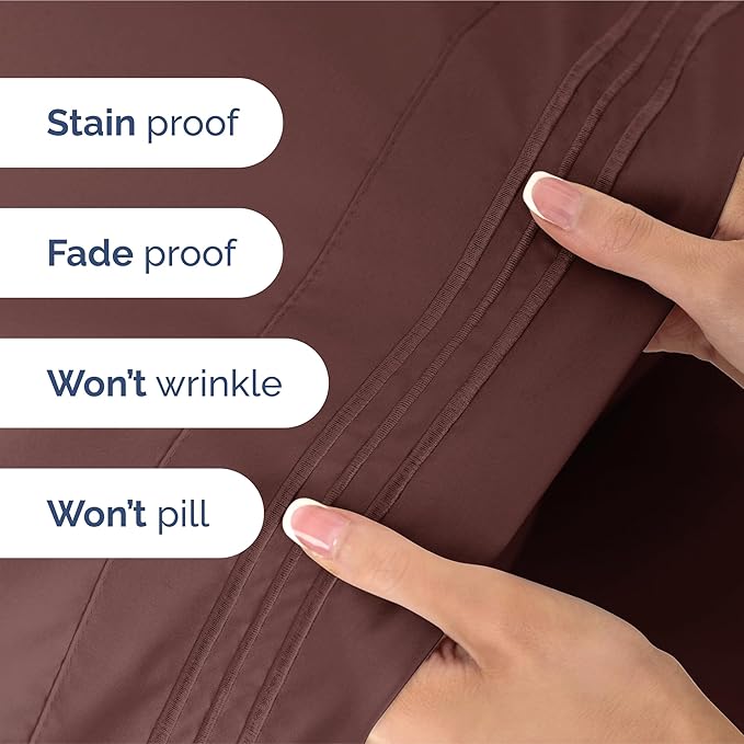 King Size 4 Piece Sheet Set - Extra Soft, Breathable & Cooling Sheets - Hotel Luxury Durable Bed Sheets for Women & Men - Deep Pockets, Easy-Fit & Wrinkle-Free Sheets - Dark Russet Oeko-Tex Bed Sheets