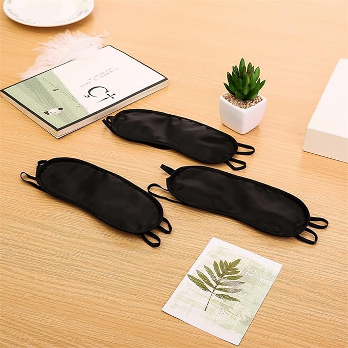 100PCS Sleep Masks Blindfold Eye Masks with Adjustable Strap for Women Men Eye Shade Cover for Travel Team Building Airplane (Black)