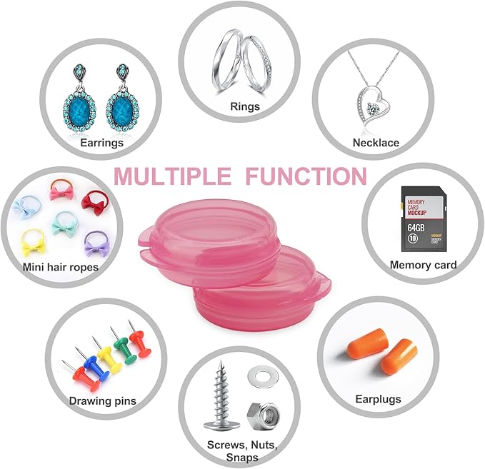 Pill Organizer for Pocket, Mini Pill Box for Pocket Purse, Portable Travel Pill Container, Small Secure Storage for Supplements & Daily Care (Black-Pink-Blue 6 PCS)