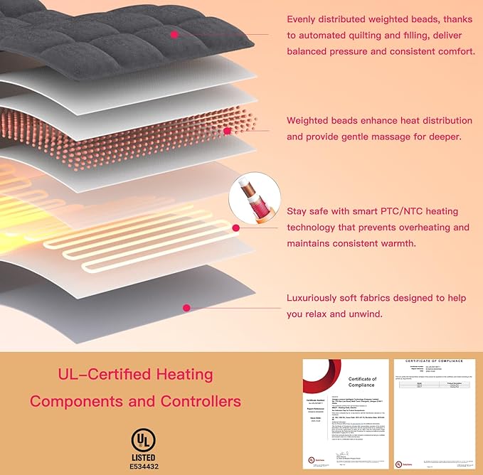 Weighted Heating pad XL 17''x33'' Heat pad for Period Cramps Heating Pads Large Heated pad for Back Pain Relief Products Electric Heat Pads Heated Pad for Bed Christmas Gifts for Mom Dad