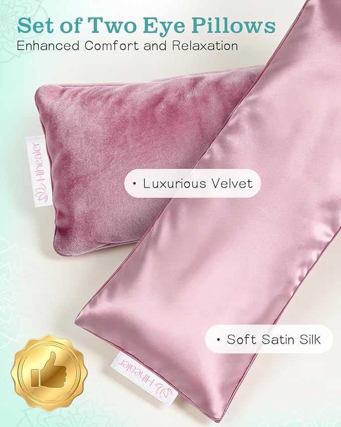 Weighted Eye Mask for Sleep, Yoga, Meditation, Lavender Eye Pillow Heated for Headache, Sinus, Dry Eyes Relief, Moist Heat Mask Purple Relaxation Gifts for Women (Pinkx2)