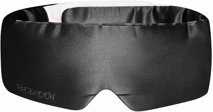 Silk Sleep Mask for Side Sleepers, Eye Mask for Sleeping Women Men, Face-Hugging Padded Eye Cover, 100% 22 Momme Pure Mulberry Silk, Soft Light Blocking Mask for Travel, Naps & Shift Workers (Black)