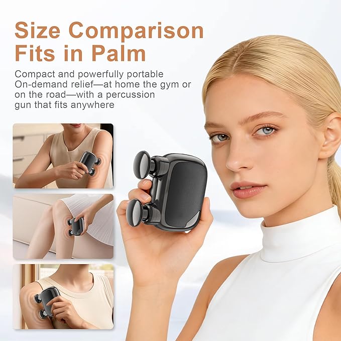 Massage Gun Pocket, Powerful Mini Massage Gun Brushless Motor - Deep Tissue Portable Handheld Massager for Pain Relief, Gift for Men Women Athletes