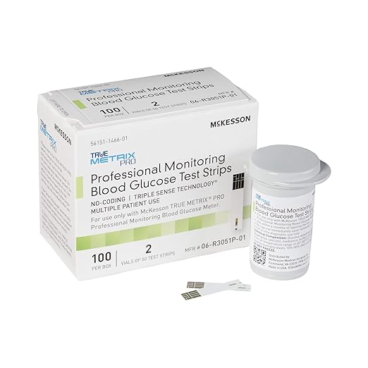 McKesson True METRIX Blood Glucose Test Strips for Diabetes Professional Monitoring System, Multiple Patient Use (100 Count (Pack of 1))