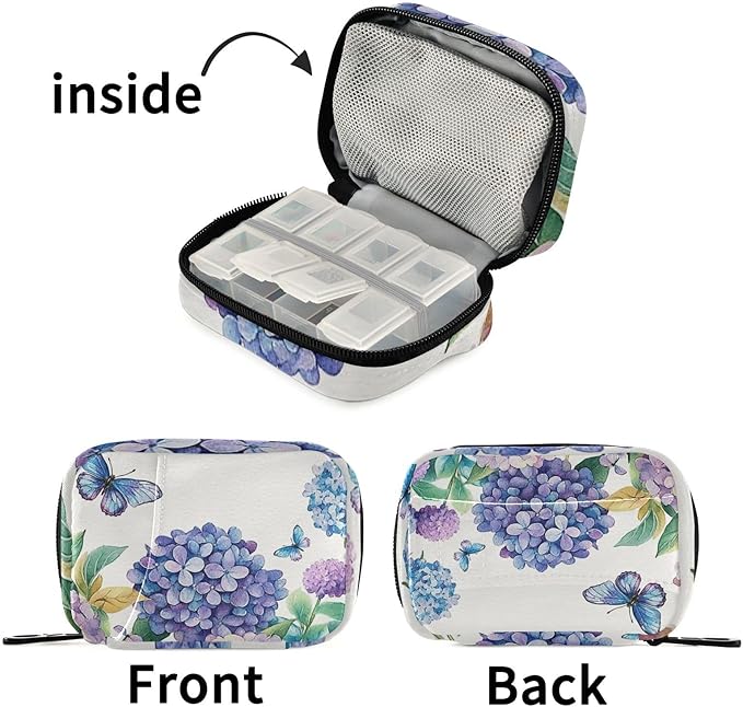 Travel Pill Case Spring Flowers Floral Weekly Small Pill Box 7 Day Pill Box Pill Organizer Bag