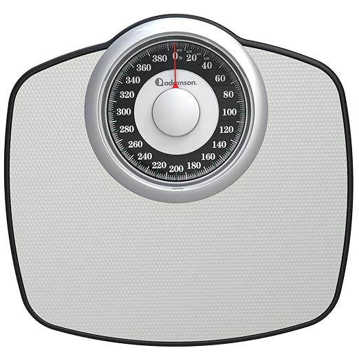 Adamson A25 Scales for Body Weight - Up to 400 LB - 5.3" Dial on 13.77" x 14.17" Platform - Anti-Skid Rubber Surface - High Precision Bathroom Scale Analog - Durable with 20-Year Assurance - Grey