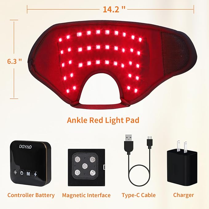 TUOB Red Light Therapy for Ankle Pain Relief, 660nm & 850nm Near Infrared Light Therapy Wrap for Ankle, Elbow, Wrist Joint Pain Relief and Muscle Relax
