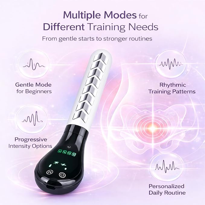 Pelvic Floor Exerciser for Women, kegel Pelvic Floor Trainer, Pelvic Floor strengthening Device, kegel Exercise Tool with Multiple Modes, Discreet Rechargeable Personal Care Device (White)
