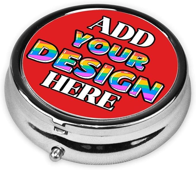 Custom Pill Box, Medicine Pill Organizer Case Container Travel Pill Holder Vitamin for Purse Med Wallet Portable Mini Pastillero Round, Red, Personalized Gifts