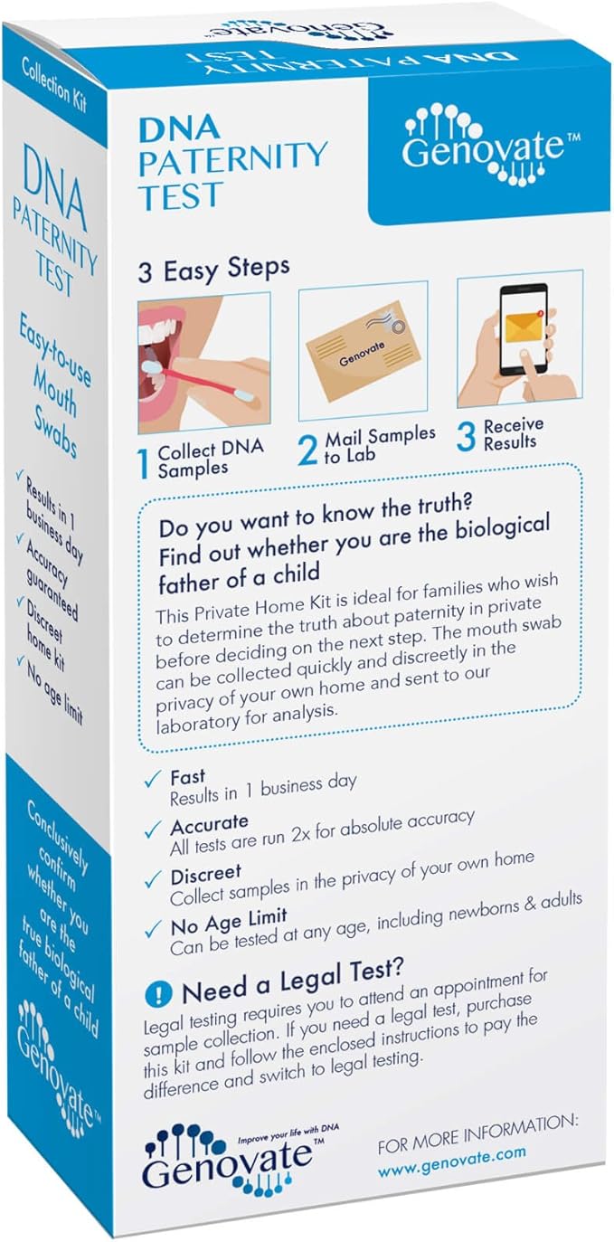 DNA Paternity Test - Results in 1-2 Days - 99.999%+ Accuracy - Home DNA Test Kit for Child and Father - All Fees Included