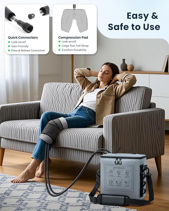 Cold Therapy Machine with Timer, Portable Ice Machine for Knee After Surgery, Knee Replacement Recovery System with Compression Pad for Shoulder, Hip and Ankle-Gary