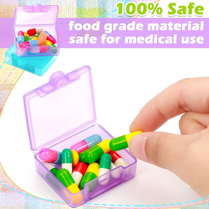 6 Packs Pocket Tiny Pill Case Single Daily Small Pill Container Travel Medicine Holder Cute Portable Personal Medicine Dispensers Organizers for Purse Pills Vitamin Supplements(Orange/Purple/Green)