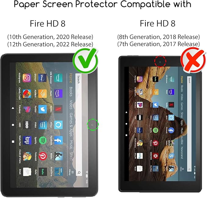 KEANBOLL 2 PCS Paper Screen Protector for Fire HD 8/HD 8 Plus Tablet 8-inch (10th&12th Generation,2020&2022 Released) Anti Glare Matte & Writing Like On Paper