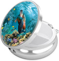 Sea Turtle Pill Case, Pill Box 3 Compartments Metal Small Pill Holder with Mirror Mini Travel Pill Container for Purse Pocket Women Men