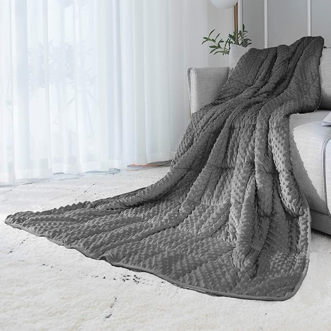 ALANSMA Reversible Weighted Blanket for All Season, Luxury Velvet, Warm and Cool, Adult 20Lb Grey Weighted Blanket, Enjoy Sleeping Anywhere(Grey,60"x80" 20lbs)