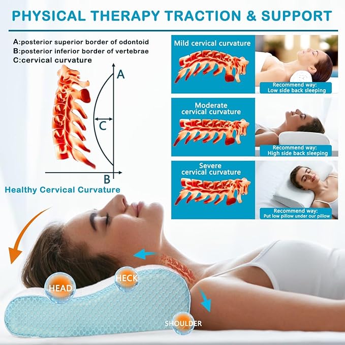 Cervical Memory Foam Pillow for Neck Pain Relief, Memory Foam Anti-Snore Pillows