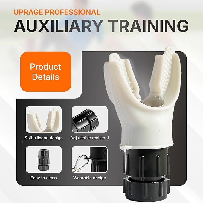 Portable Compact Lung Trainer Exercise Device with High Grade Silicone, Breathing Exercise Device for Lungs, Portable Muscle Trainer, Easy to Clean, Neck Strap Included, (Gray-1)