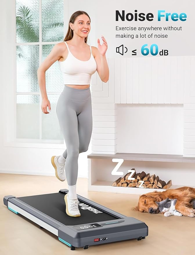 THERUN Walking Pad Under Desk, Portable Mini Treadmill for Home/Office, 2.5HP Jogging Machine with 300 lbs Weight Capacity, Remote Control, LED Display