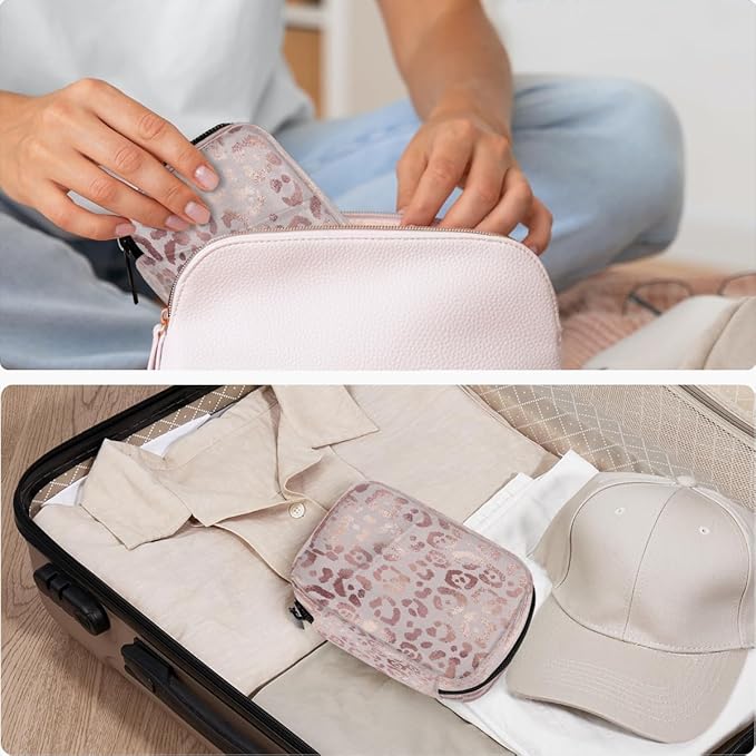 Animal Paw Print Rose Pill Case Travel Pill Organizer Weekly 7 Day Portable with Zipper Medicine Box Pill Case for Vitamins, Birth Control,Fish Oils,Medication, Supplements