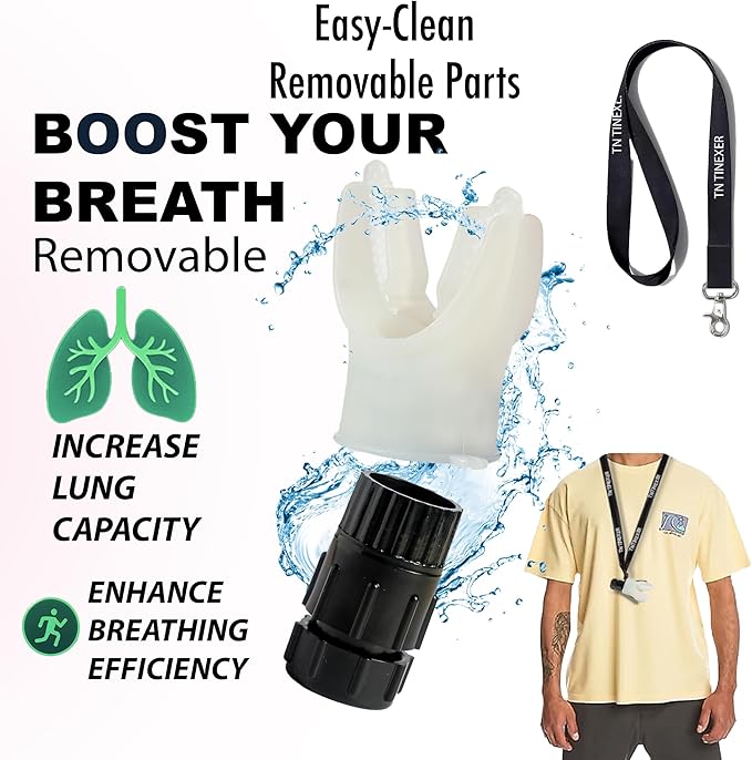 Incentive Spirometer & Lung Trainer for Adults – Portable Breathing Exercise Device, Breathing Exercise Machine, Muscle Trainer, High-Grade Silicone, Easy to Clean, Neck Strap Included