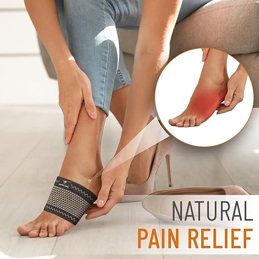 Copper Arch Support for Plantar Fasciitis. 2 Half Socks/Sleeve Compression Brace for Women and Men. Orthotics Feet Pain Aid Fit for Flat/High/Fallen Arches, Foot Care (Copper)